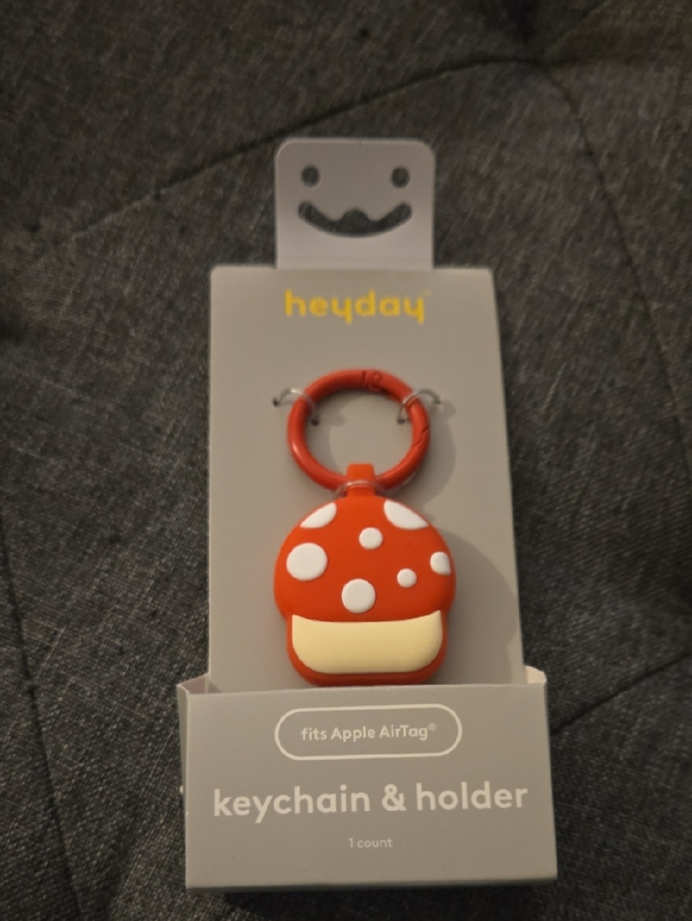 heyday Red & White Mushroom AirTag Keychain